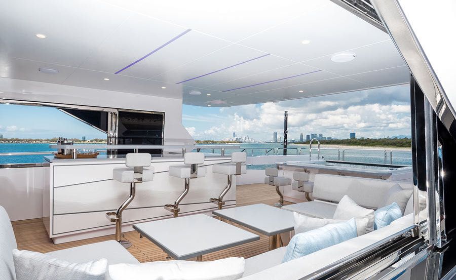 Super Yacht Charters on Aura BBQ + Jacuzzi on the flybridge