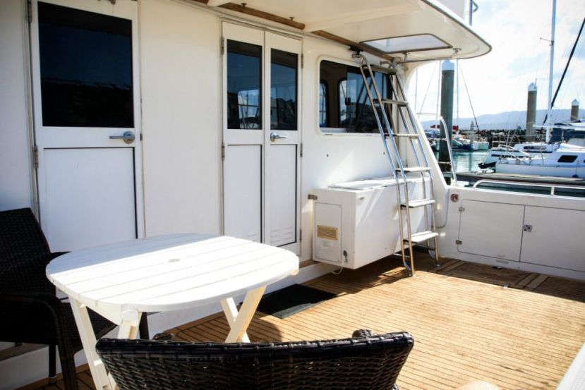 Rear deck of Whitsundays sailing on Mojo