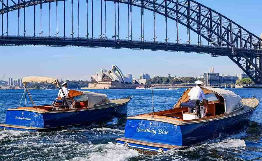 Boat Hire on Something Blue with Something Borrowed under the Sydney Harbour Bridge