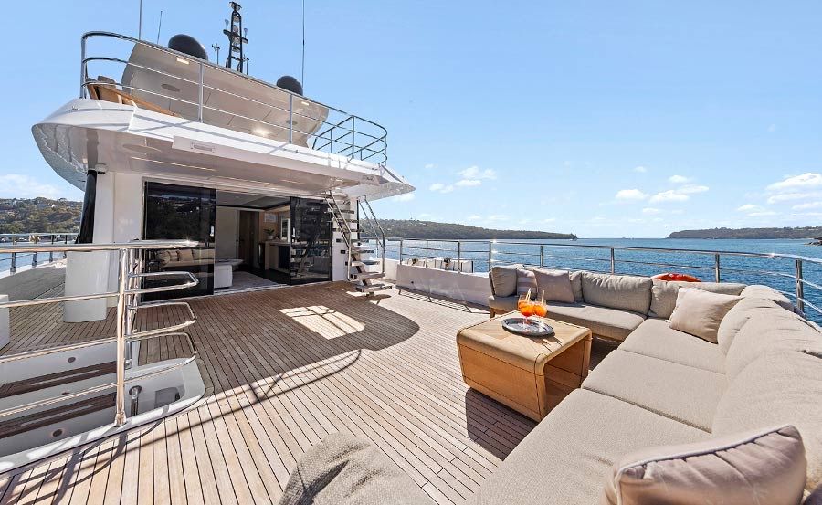 Super Yacht Hire on Bluestone top deck Super Yacht Hire on Bluestone top deck