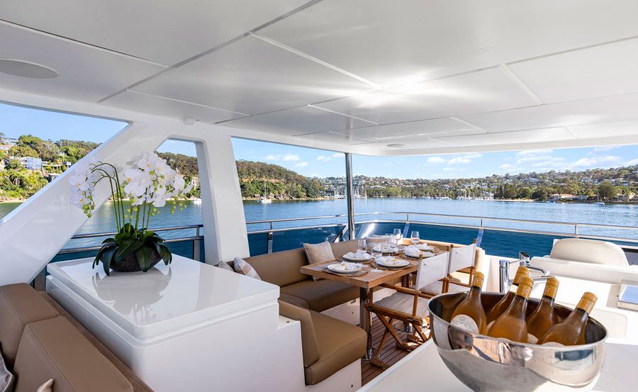 Super Yacht Hire on Bluestone back deck Super Yacht Hire on Bluestone back deck