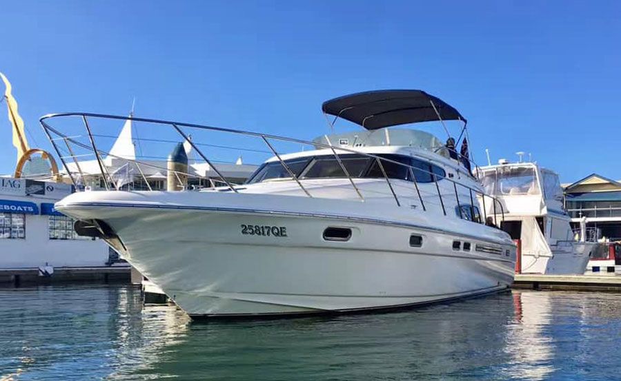 Boat Hire Gold Coast on Inspiration bow view while berthed