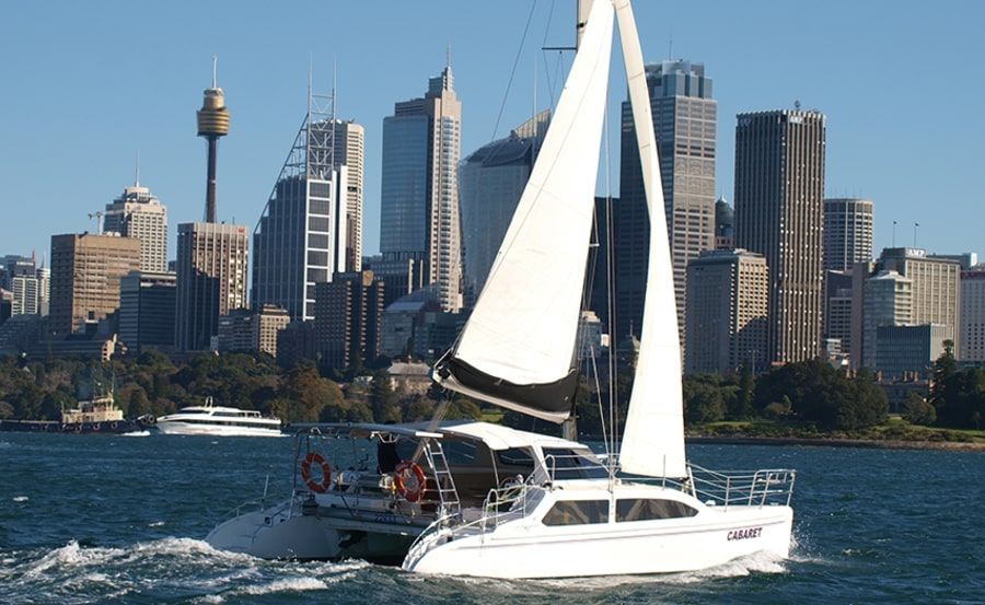 Boat hire on Cabaret Sydney cityscape Boat hire on Cabaret Sydney cityscape