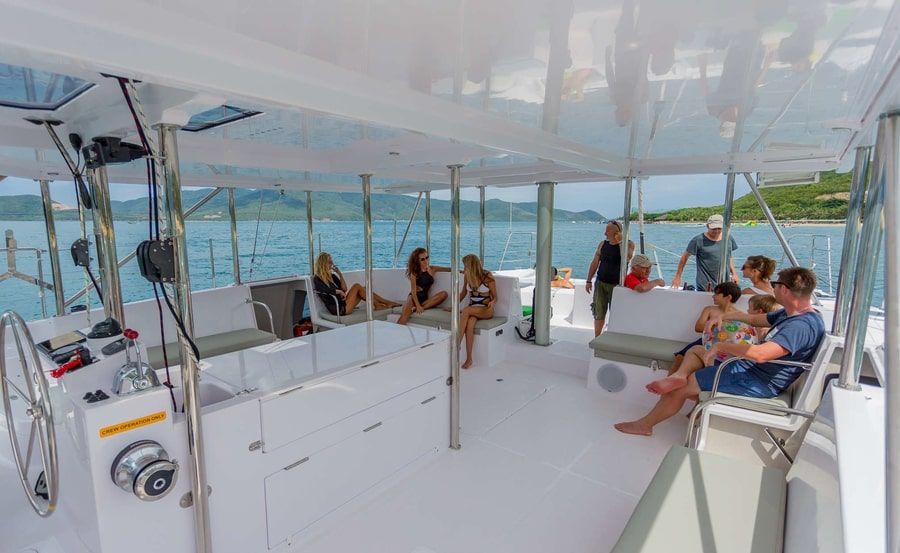 Large undercover seating area on Vivid Cruises on Champagne Sailing