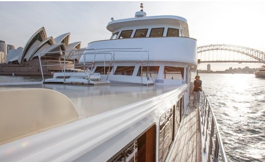 Boat hire on MV Baroness with Harbour Bridge background