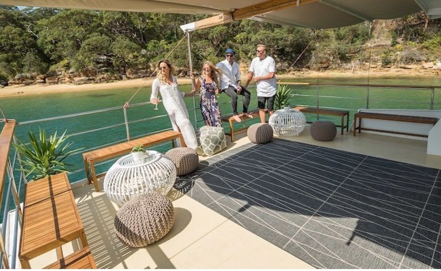 Spacious aft deck for Boat hire on MV Baroness