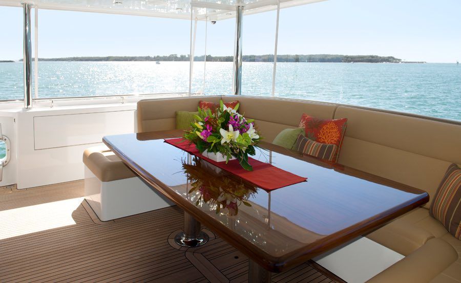 New Years Eve Cruises on Cosmos II aft deck didning