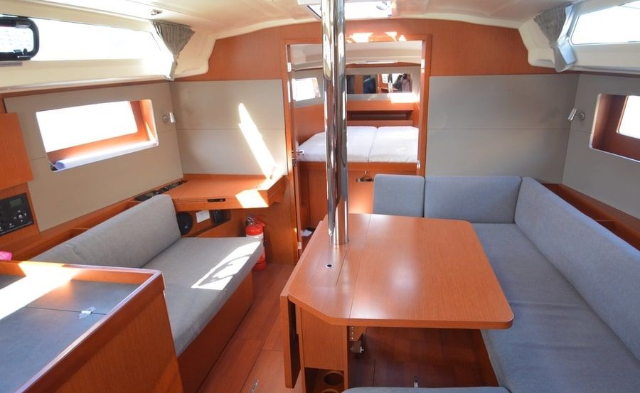Lower lounge and cabin on Boat hire on Pier to Pier