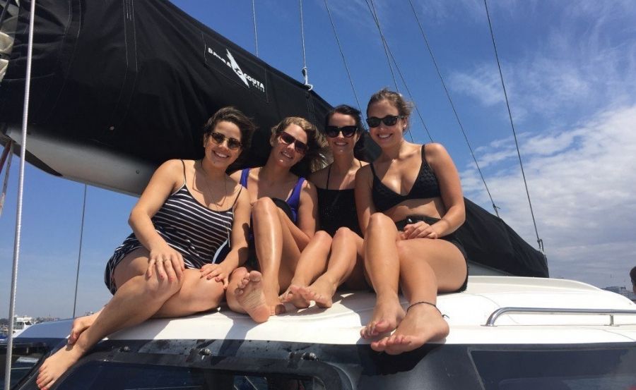 Boat hire on Rockfish I sunbathing on deck Boat hire on Rockfish I sunbathing on deck