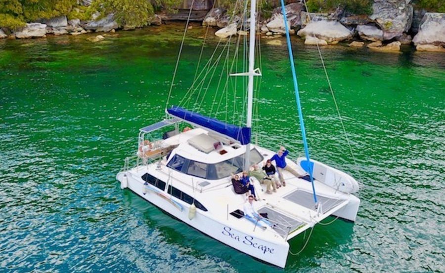 Drone view of boat hire on Seascape Drone view of boat hire on Seascape