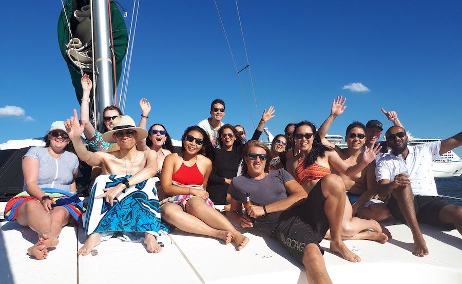 New Years Eve Cruises on XTsea with group on foredeck
