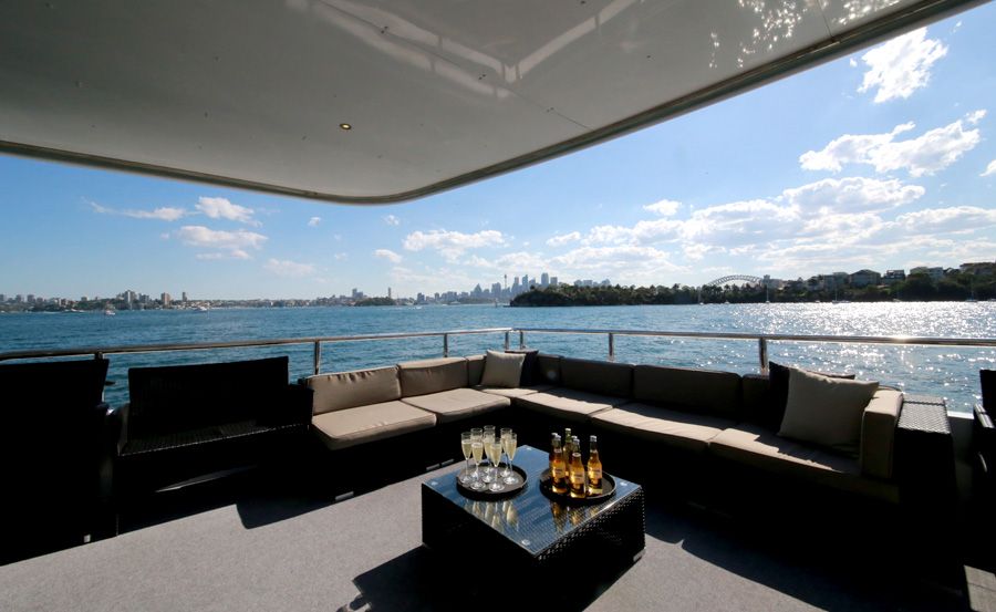 Bucks parties on Karisma aft deck on sunny day
Bucks parties on Karisma aft deck on sunny day