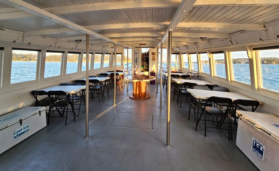 New Years Eve Cruise on Bundeena interior seated area New Years Eve Cruise on Bundeena interior seated area