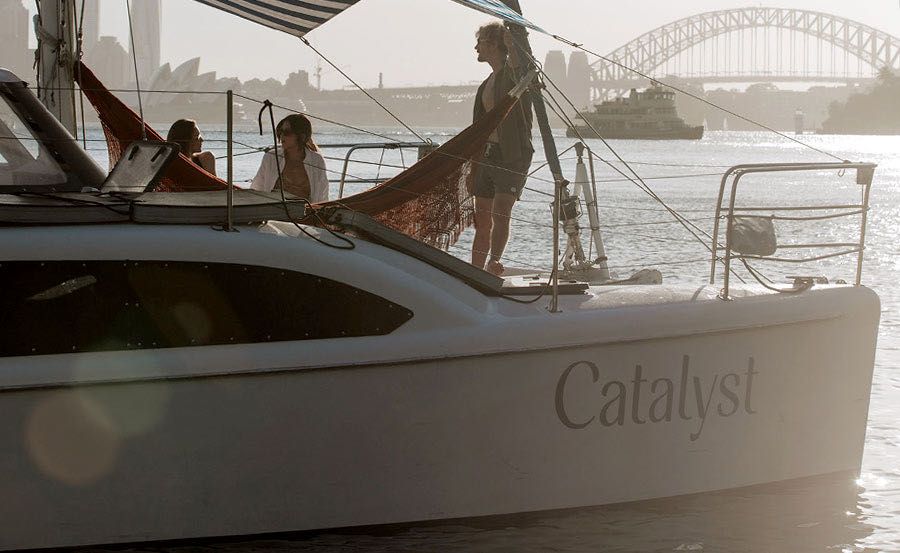 New Years Eve Cruises on Catalyst Starboard view of Bow