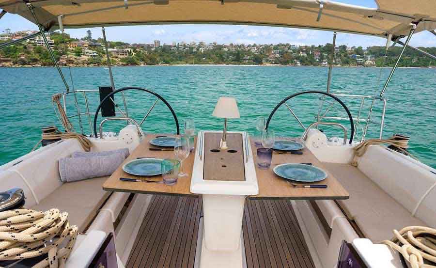 Boat Hire on Cavatina Stern deck with open table Boat Hire on Cavatina Stern deck with open table