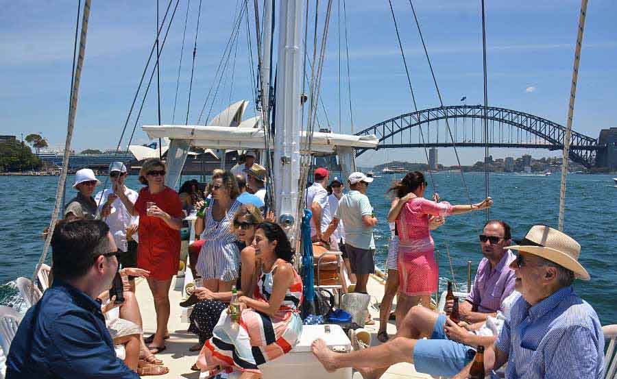 Sydney Sundancer Boat Hire group on board Sydney Sundancer Boat Hire group on board