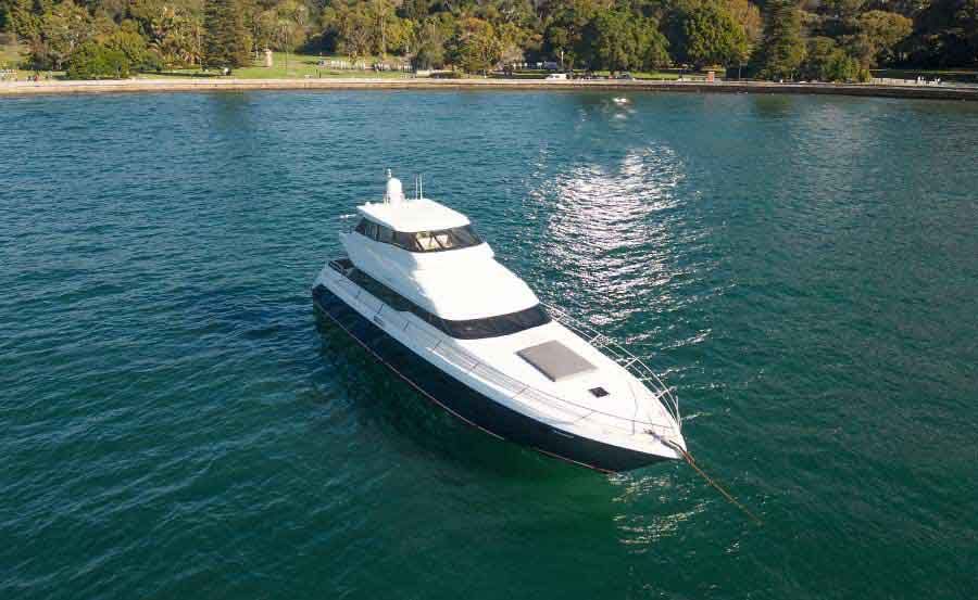 Luxury Boat Hire Sydney on Element Birds Eye View of Bow