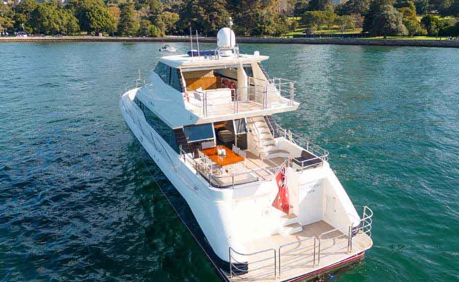 Luxury Boat Hire Sydney on Element Birds Eye View of Stern