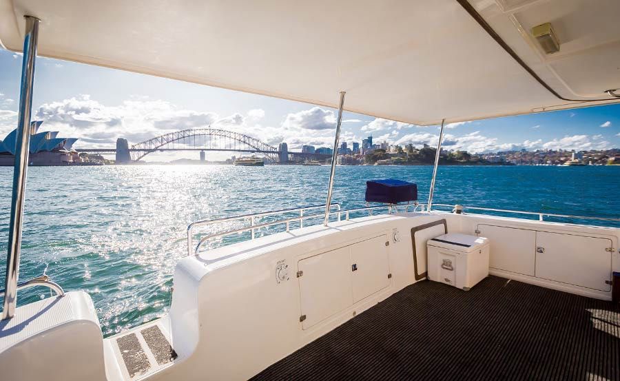 Boat Hire on Enigma X Lower Deck Stern view