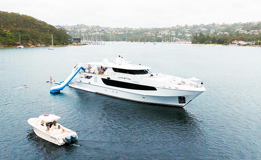New Years Eve Cruises on Evolution Starboard view with Water Toys set up