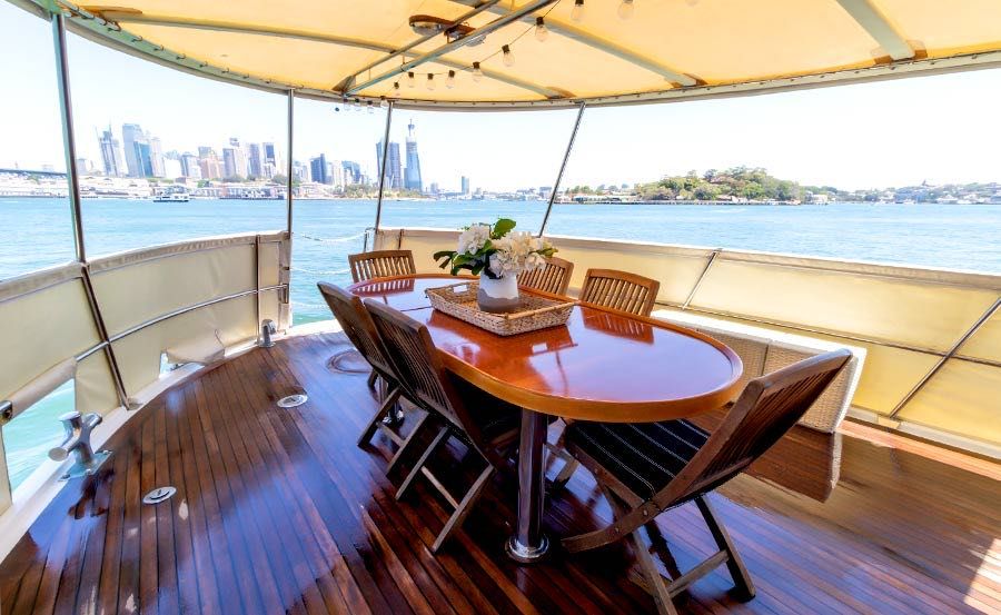 Harbour Cruises on John Oxley Ourdoor Dining Area Harbour Cruises on John Oxley Ourdoor Dining Area
