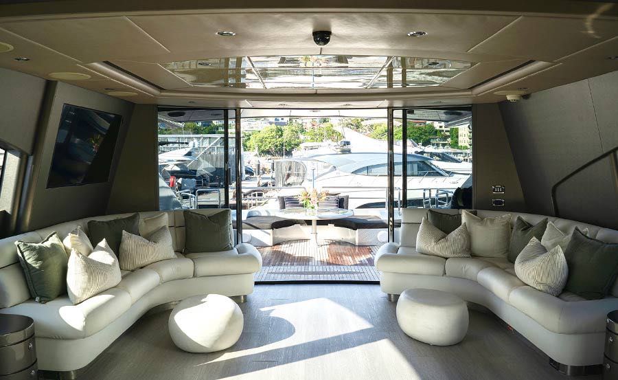 Super Yacht Hire Sydney on Ghost I Main Saloon