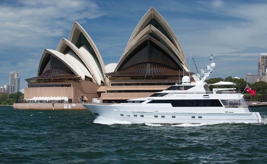 harbour cruises on Oscar II as you pass the Opera House harbour cruises on Oscar II as you pass the Opera House