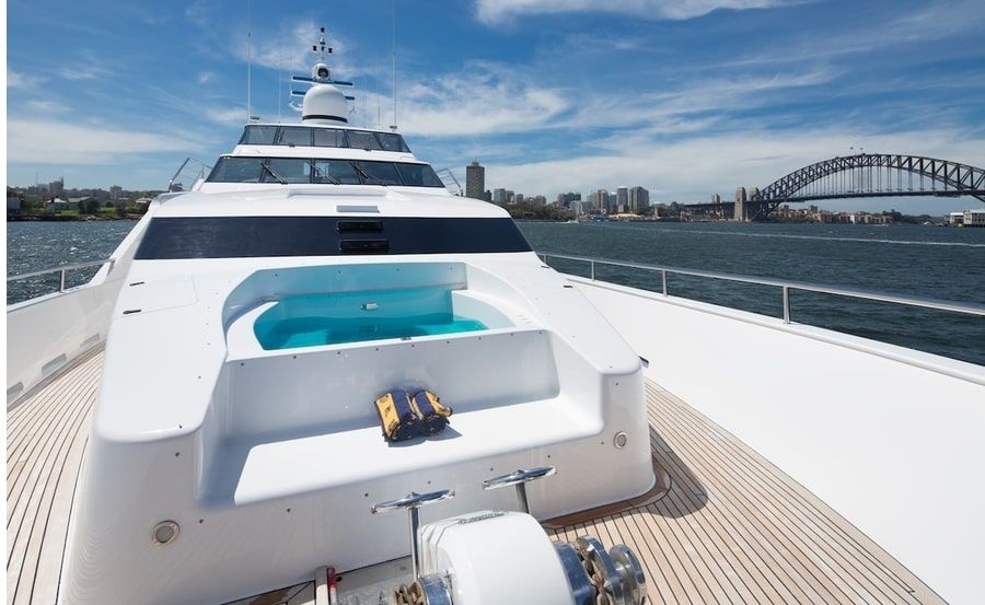Top deck jacuzzi available for harbour cruises on Oscar II Top deck jacuzzi available for harbour cruises on Oscar II