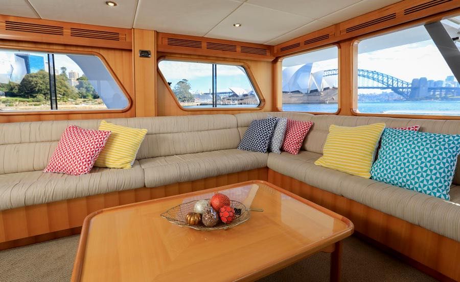 Boat Hire Ariston Lounge area Bow Boat Hire Ariston Lounge area Bow