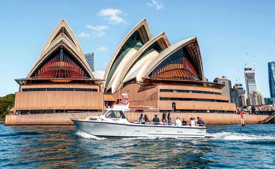 Boat Hire on Moxie in front of  Sydney Opera House