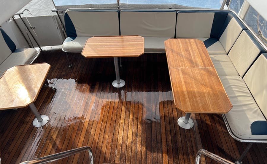 Boat Hire on MV Ambiance Outdoor Seating Area Boat Hire on MV Ambiance Outdoor Seating Area