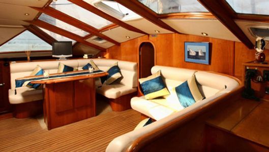 Obsession boat hire internal lounge Obsession boat hire internal lounge
