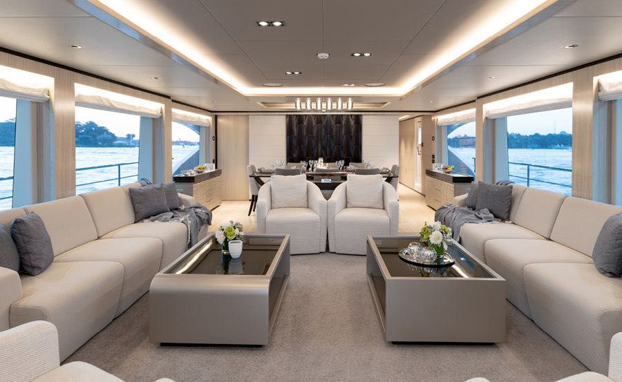 Whitsundays Super Yacht Hire on ONEWORLD Main Saloon Whitsundays Super Yacht Hire on ONEWORLD Main Saloon