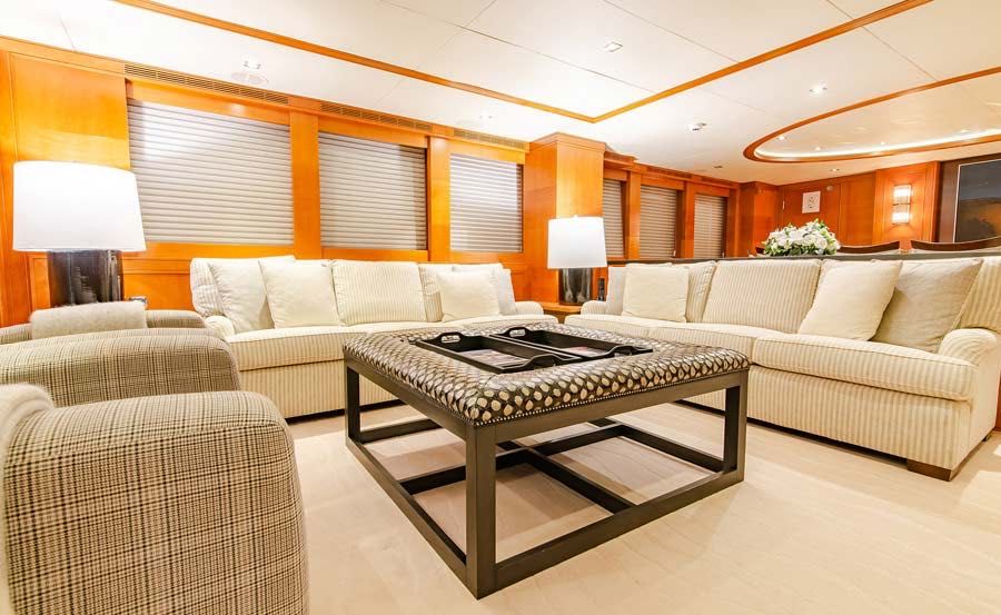 Whitsundays Super Yacht Hire on Pleiades II Main Saloon Lounge Room 