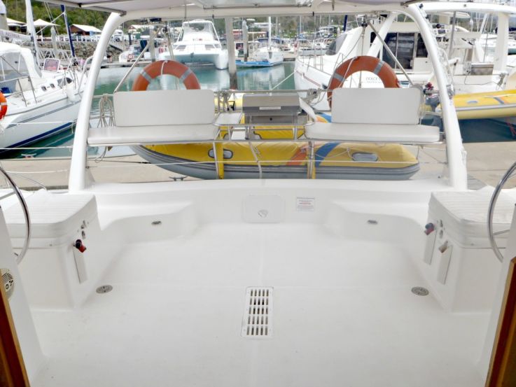 Rear deck with BBQ on Whitsundays Sailing on Yaminda
