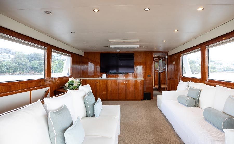 Vivid Cruises on Rhemtide inside deck Vivid Cruises on Rhemtide inside deck