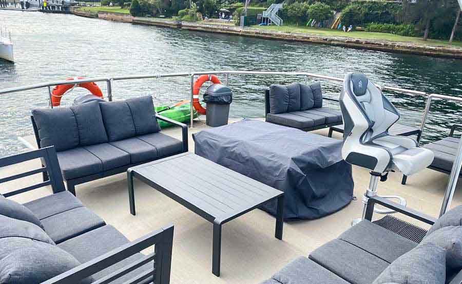 Boat hire on Rum Runner back deck