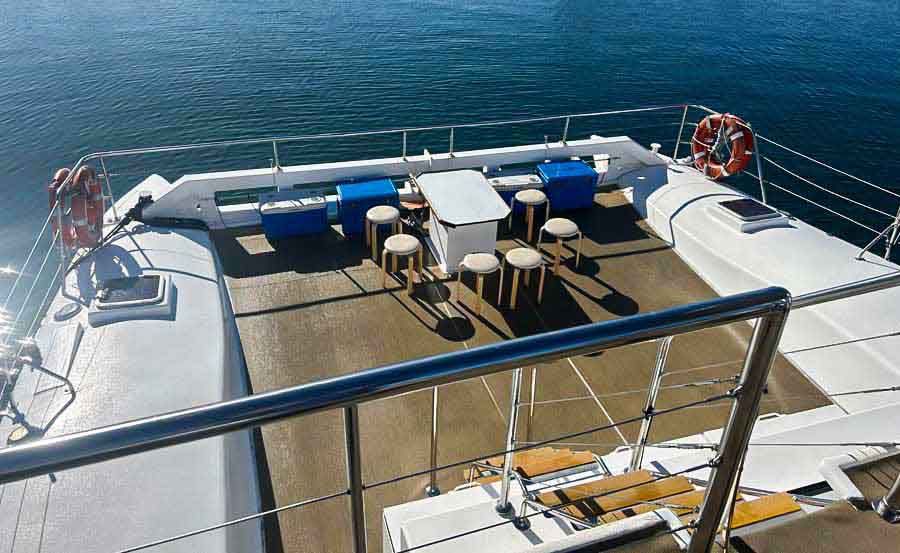 Boat hire on Rum Runner front deck Boat hire on Rum Runner front deck