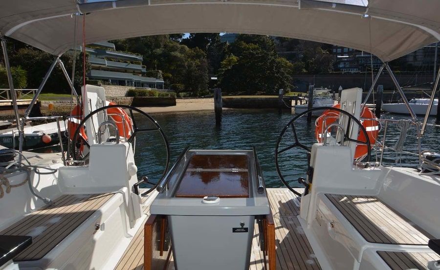 Aft cockpit and helm on Sailing Sydney on Pier to Pier Aft cockpit and helm on Sailing Sydney on Pier to Pier
