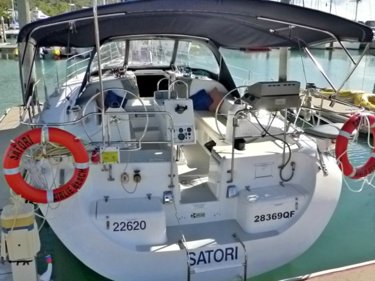 Rear view of cockpit on Whitsundays sailing on Satori Rear view of cockpit on Whitsundays sailing on Satori