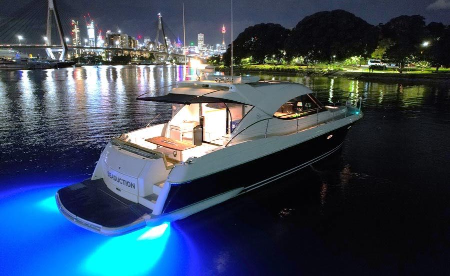 Cruise New Years Eve on Seaduction starboard side at night Cruise New Years Eve on Seaduction starboard side at night