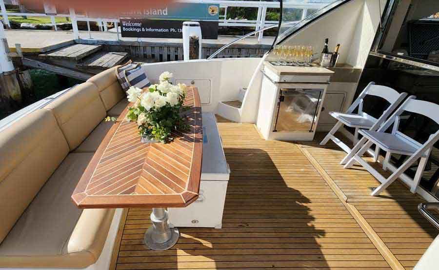 Boat Hire on Seaduction Outdoor deck