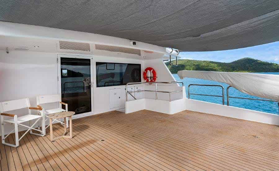 Whitsundays Super Yacht Hire on Segara Upper deck towards stern Whitsundays Super Yacht Hire on Segara Upper deck towards stern