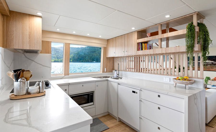 Whitsunday super yacht hire on Segara Galley Whitsunday super yacht hire on Segara Galley