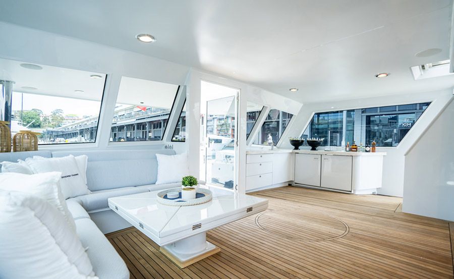 Super Yacht Charters on Shore Thing upper deck Super Yacht Charters on Shore Thing upper deck