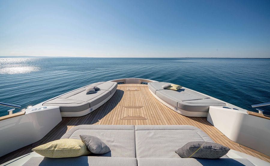 Super Yacht Hire on Sirenuse Lounge area on bow Super Yacht Hire on Sirenuse Lounge area on bow