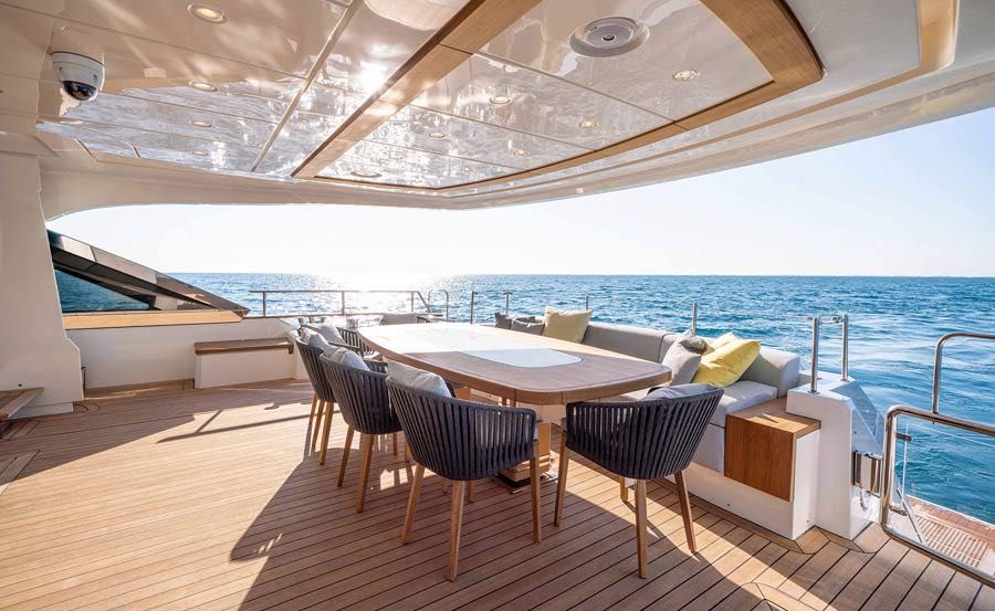 New Year's Eve Cruises on Sirenuse outdoor dining area on lower deck New Year's Eve Cruises on Sirenuse outdoor dining area on lower deck