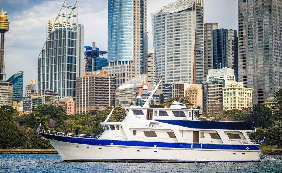 City background view of Super yacht hire on Ariston City background view of Super yacht hire on Ariston