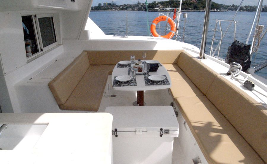 Aft deck seating on Vivid Cruises on Hestia