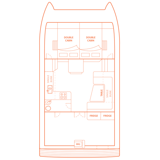 Cabin layout of Whitsundays sailing on Mojo